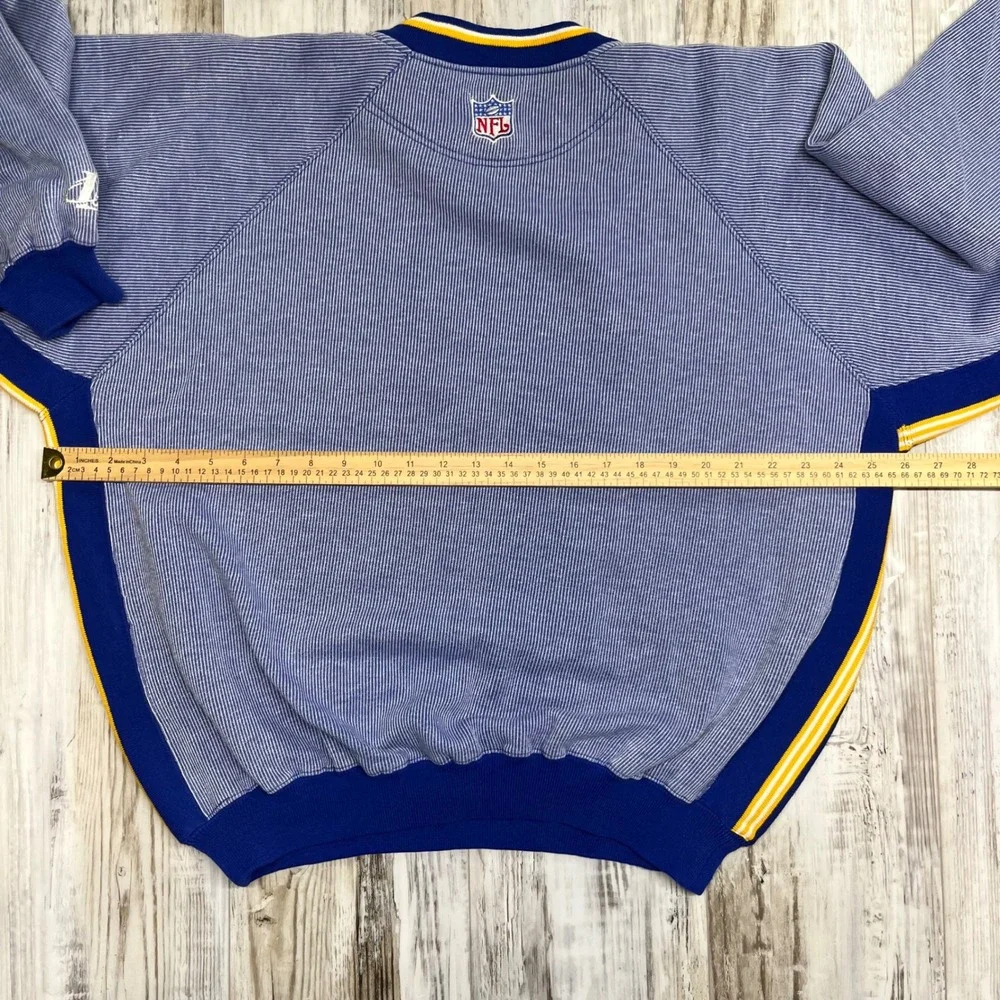 90s Vintage Logo Athletic NFL Pro Line St‎ Louis Rams Striped Sweatshirt Mens L